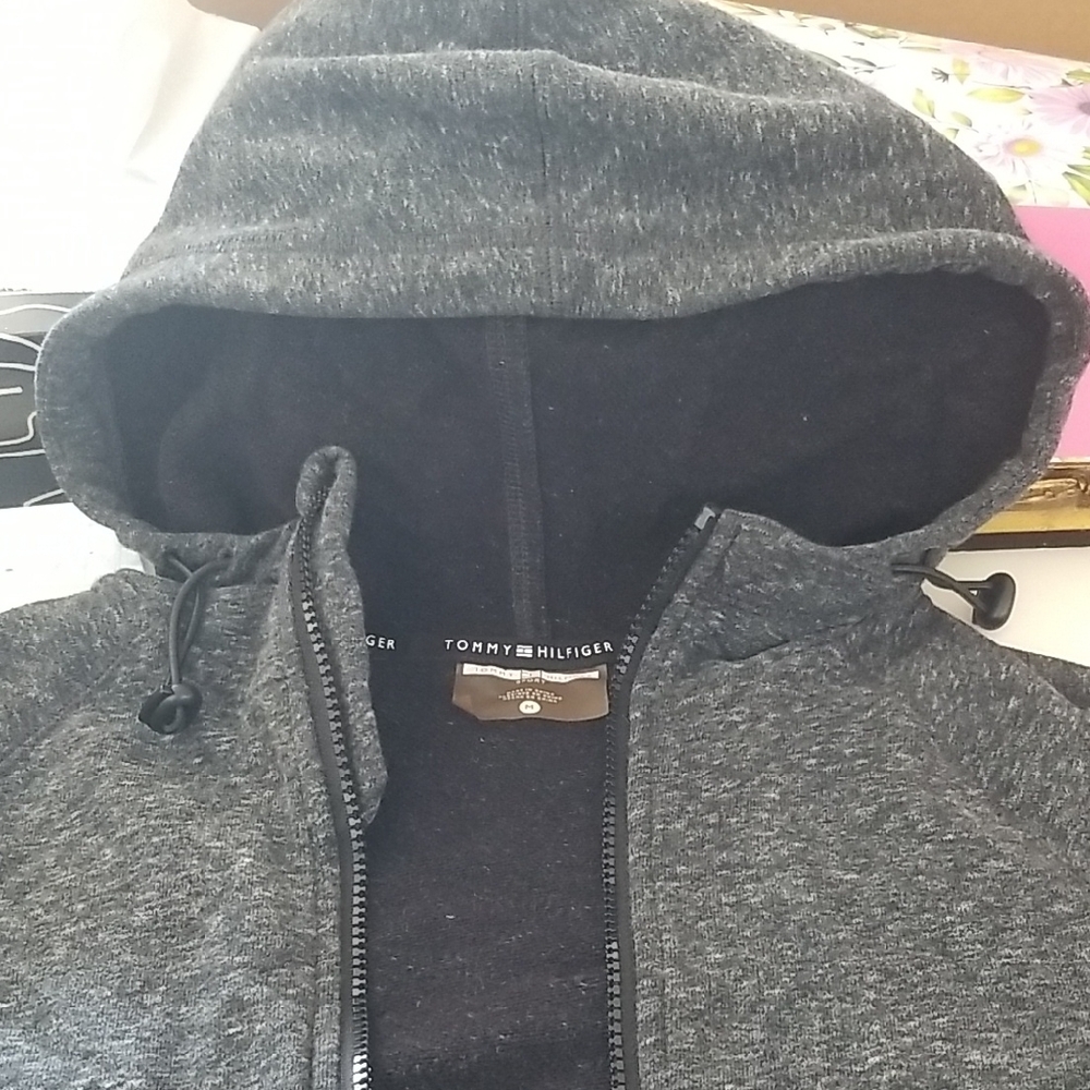 Tommy Hilfiger Ladies Gray 2Tone Hooded Sweatshirt Size: M - Slim Fit
